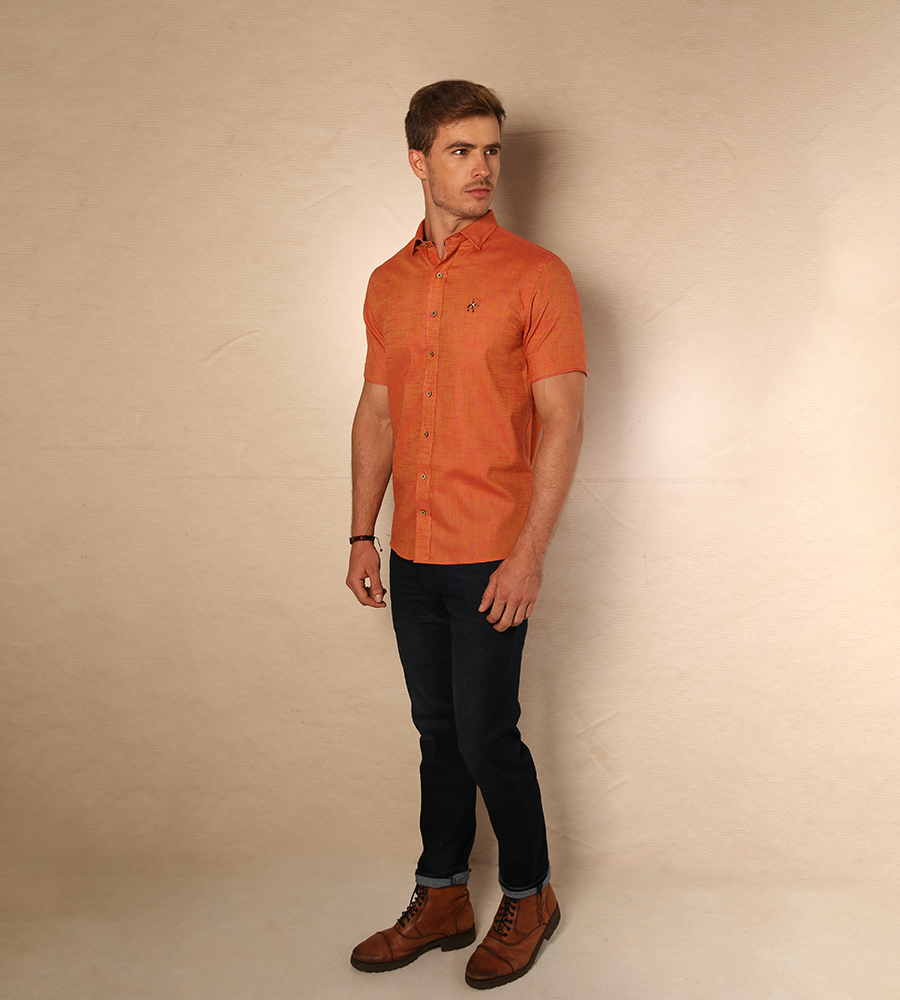Camisa Fondo Entero M C Naranja Ref. 104050524