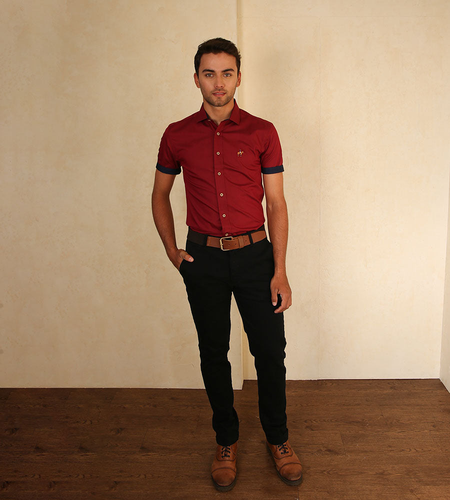 Pantalon Guinda Camisa Para Pantalon Vinotinto Pantalon Rojo Vino