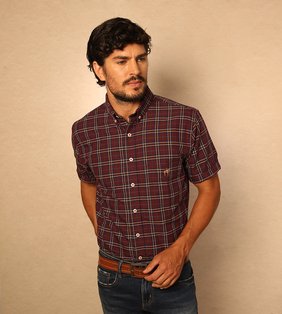 Camisa de cuadros Vinotinto M C Ref. 103041122