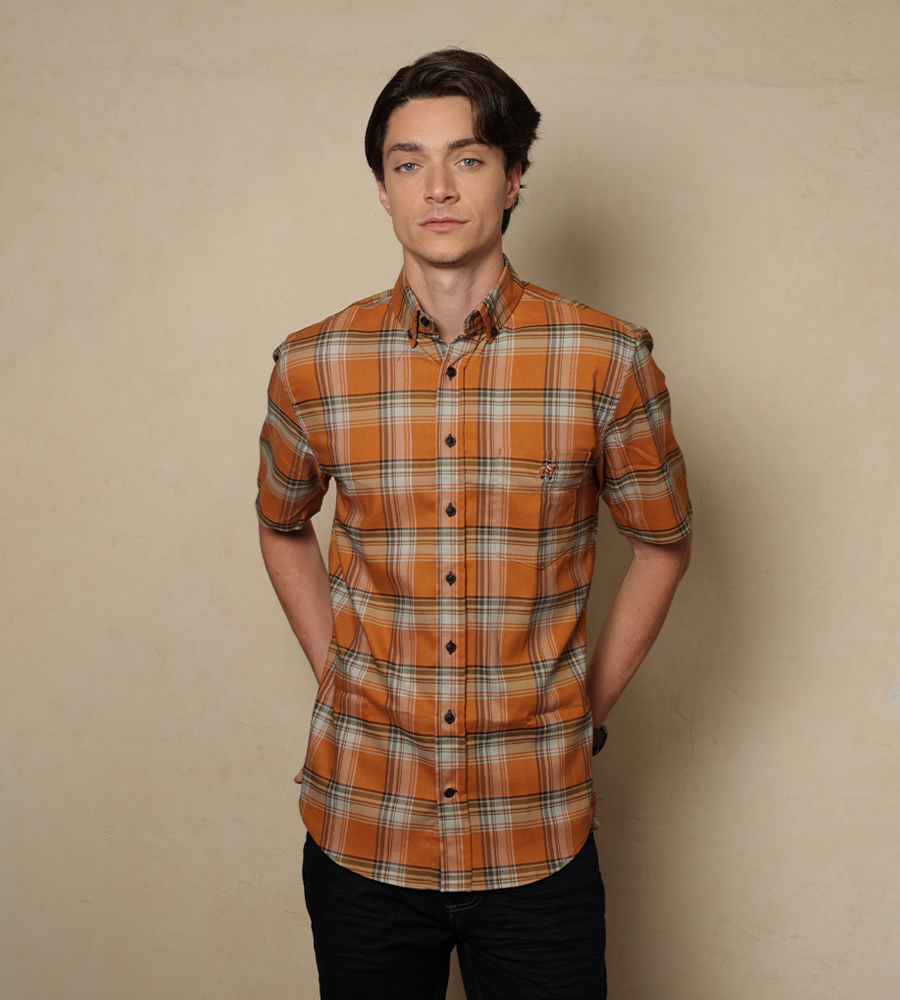 Camisa Cuadros Manga Corta Color Ocre | Polo Club® Colombia– Polo club ...
